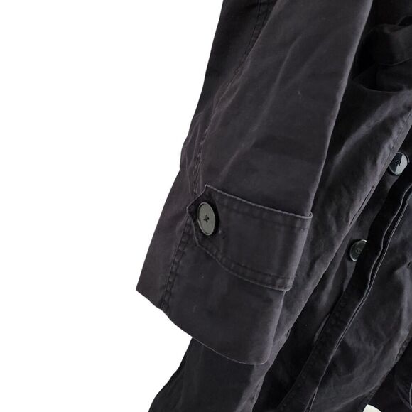 Zara‎ Basic Trench Coat Womens Large Black Classic Long Jacket Bloggers Favorite - Picture 4 of 8